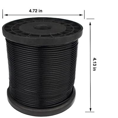 Topone 200Ft Black Vinyl Coated Wire Rope 1/16 Inch Coated To 3/32 Inch 304 Stainless Steel For String Lights Hanging,