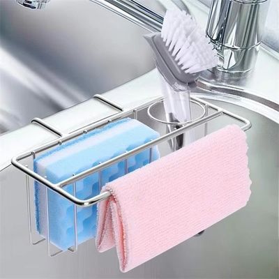 OEM/ODM Design 2-w-1 Klej do ściany do zlewu kuchennego Organizer Gąbka ze stali nierdzewnej 0Holder Myjnia naczynia